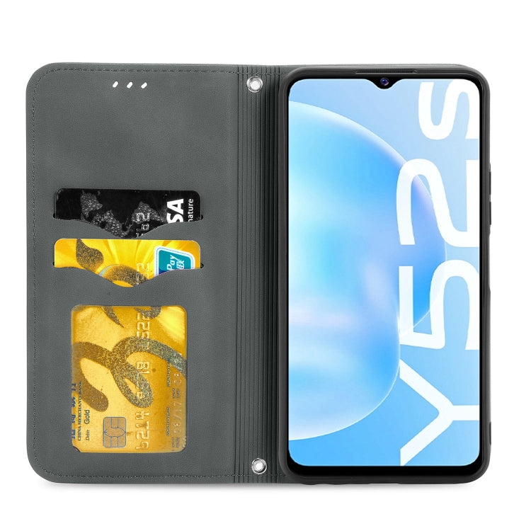 For vivo Y52S Retro Skin Feel Business Magnetic Horizontal Flip Leather Case With Holder & Card Slots & Wallet & Photo Frame