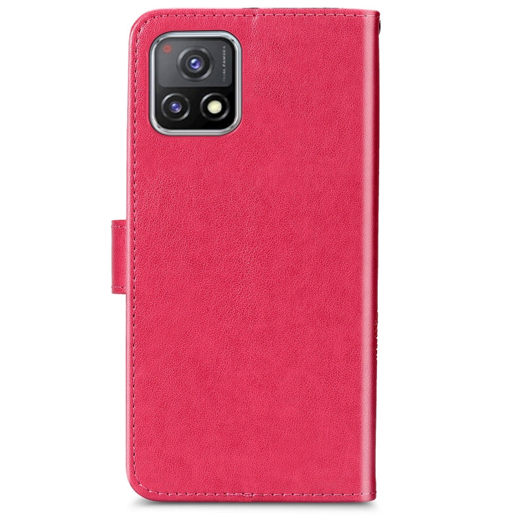 For vivo Y52s Four-leaf Clasp Embossed Buckle Mobile Phone Protection Leather Case with Lanyard & Card Slot & Wallet & Bracket Function