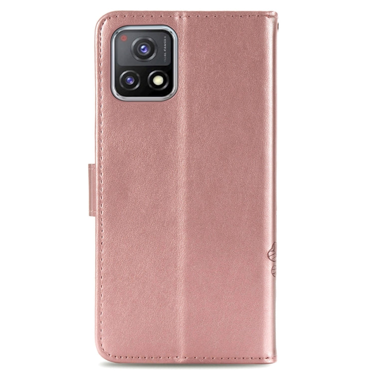 For vivo Y52s Four-leaf Clasp Embossed Buckle Mobile Phone Protection Leather Case with Lanyard & Card Slot & Wallet & Bracket Function