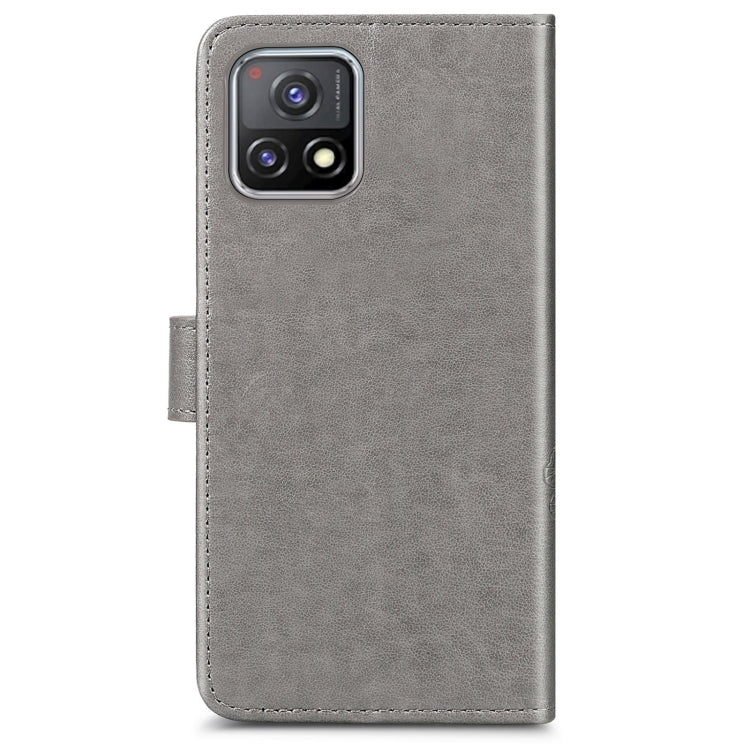 For vivo Y52s Four-leaf Clasp Embossed Buckle Mobile Phone Protection Leather Case with Lanyard & Card Slot & Wallet & Bracket Function