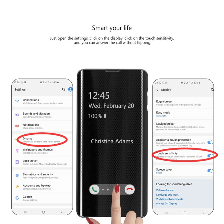 Mirror Plated Ultra-Thin Mobile Phone Smart Protective Case For Samsung S10 Flip-Free Smart Answering Phone