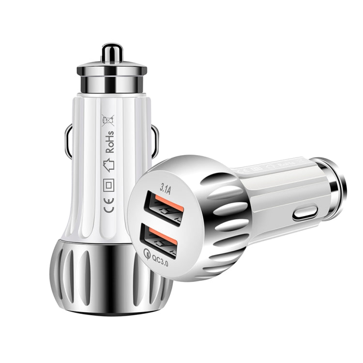 YSY-310QC18W QC3.0 Dual Port USB Car Charger + 3A USB to Micro USB Data Cable, Cable Length: 1m