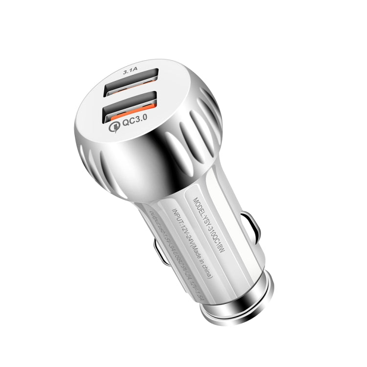 YSY-310QC18W QC3.0 Dual Port USB Car Charger + 3A USB to Micro USB Data Cable, Cable Length: 1m
