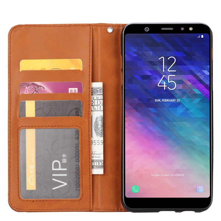 Knead Skin Texture Horizontal Flip Leather Case for Galaxy A6 Plus 2018, with Photo Frame & Holder & Card Slots & Wallet