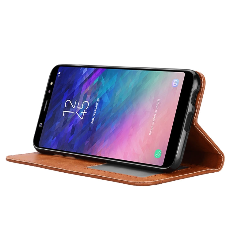Knead Skin Texture Horizontal Flip Leather Case for Galaxy A6 Plus 2018, with Photo Frame & Holder & Card Slots & Wallet