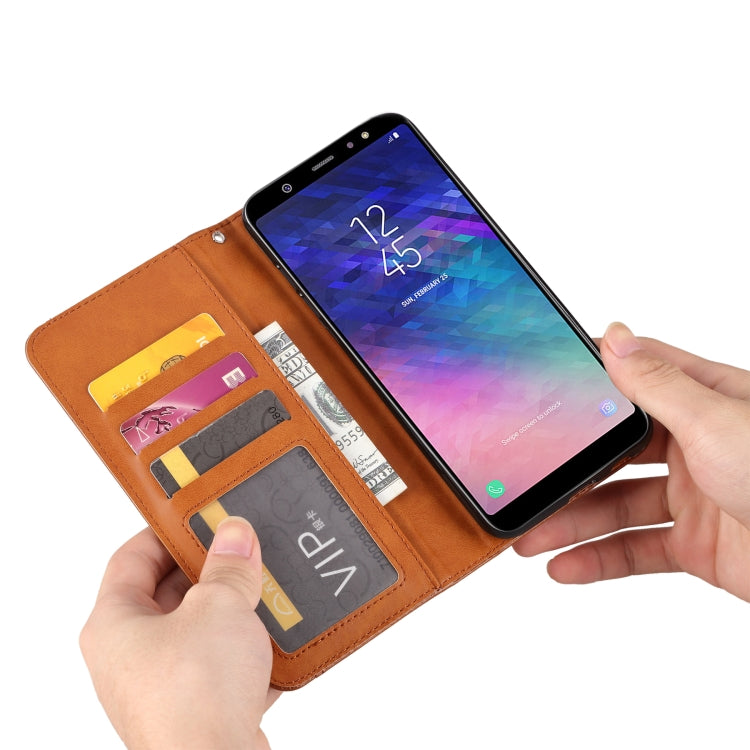 Knead Skin Texture Horizontal Flip Leather Case for Galaxy A6 Plus 2018, with Photo Frame & Holder & Card Slots & Wallet