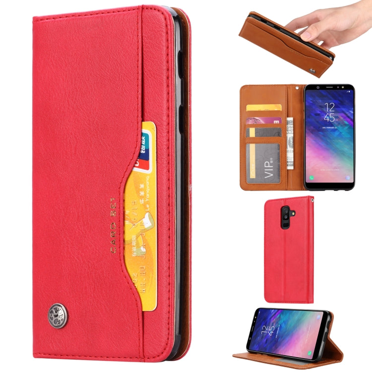 Knead Skin Texture Horizontal Flip Leather Case for Galaxy A6 Plus 2018, with Photo Frame & Holder & Card Slots & Wallet