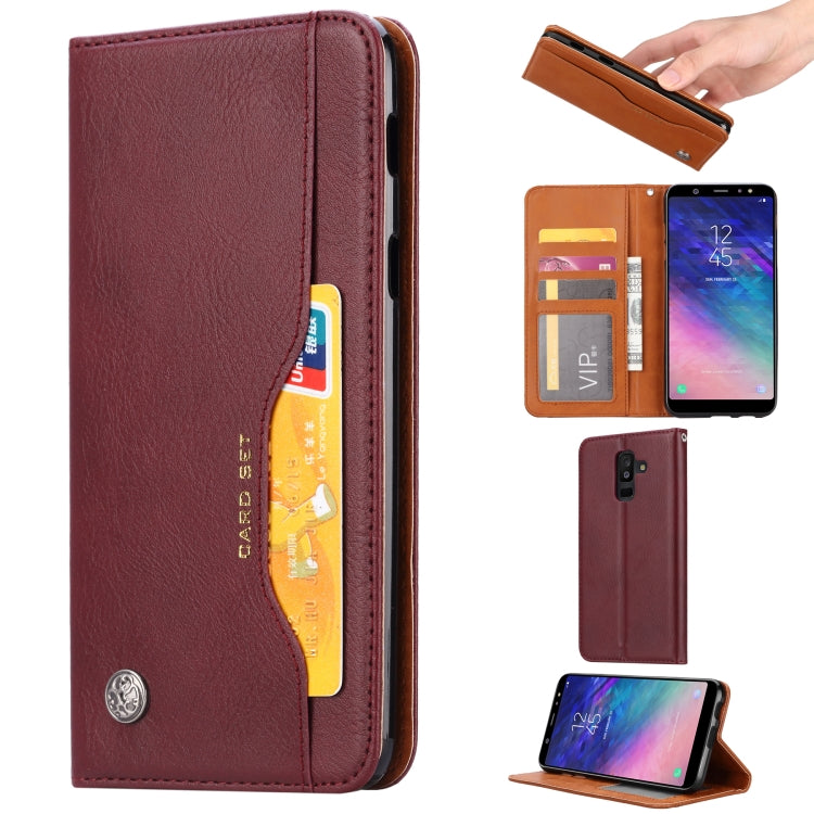 Knead Skin Texture Horizontal Flip Leather Case for Galaxy A6 Plus 2018, with Photo Frame & Holder & Card Slots & Wallet