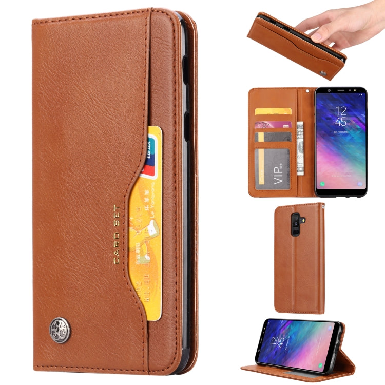 Knead Skin Texture Horizontal Flip Leather Case for Galaxy A6 Plus 2018, with Photo Frame & Holder & Card Slots & Wallet