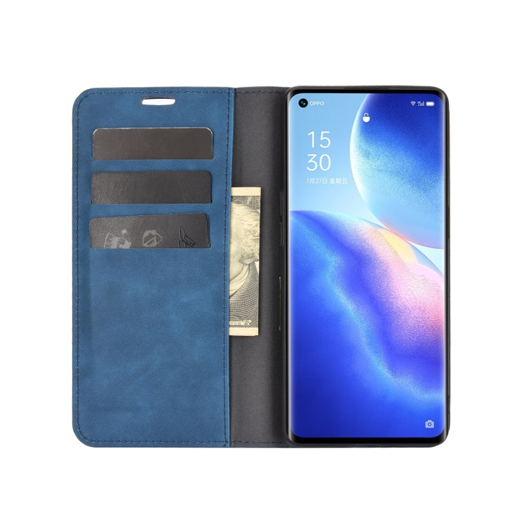 For OPPO Reno5 Pro 5G Retro-skin Business Magnetic Suction Leather Case with Holder & Card Slots & Wallet