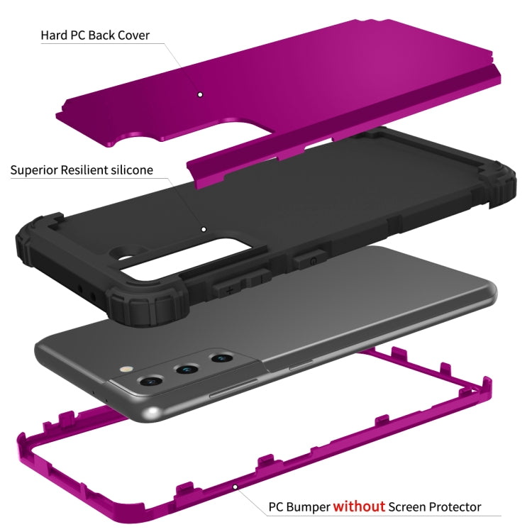 For Samsung Galaxy S21 Plus 5G PC+ Silicone Three-piece Anti-drop Mobile Phone Protective Back Cover