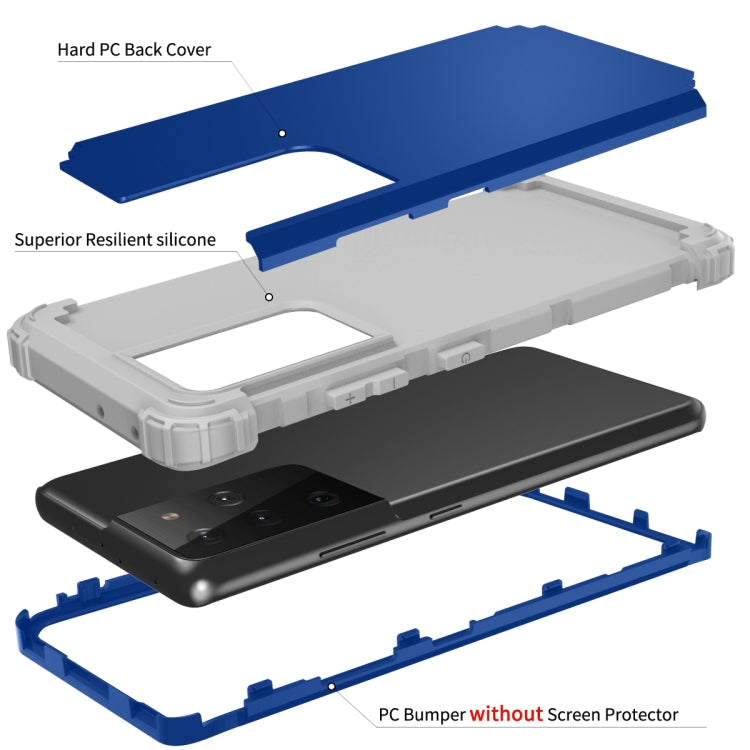 For Samsung Galaxy S21 Ultra  5G PC+ Silicone Three-piece Anti-drop Mobile Phone Protective Back Cover