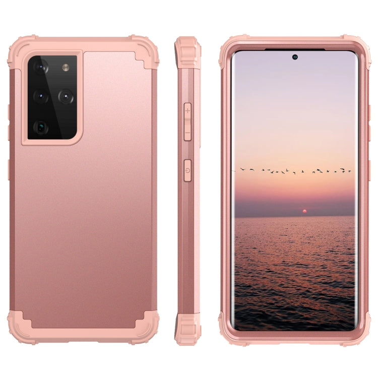 For Samsung Galaxy S21 Ultra  5G PC+ Silicone Three-piece Anti-drop Mobile Phone Protective Back Cover