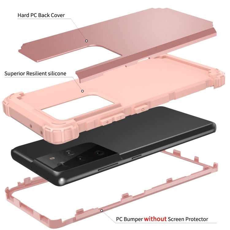 For Samsung Galaxy S21 Ultra  5G PC+ Silicone Three-piece Anti-drop Mobile Phone Protective Back Cover