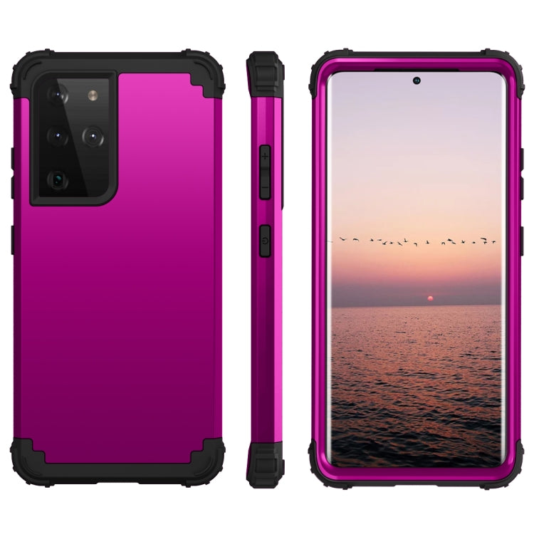 For Samsung Galaxy S21 Ultra  5G PC+ Silicone Three-piece Anti-drop Mobile Phone Protective Back Cover