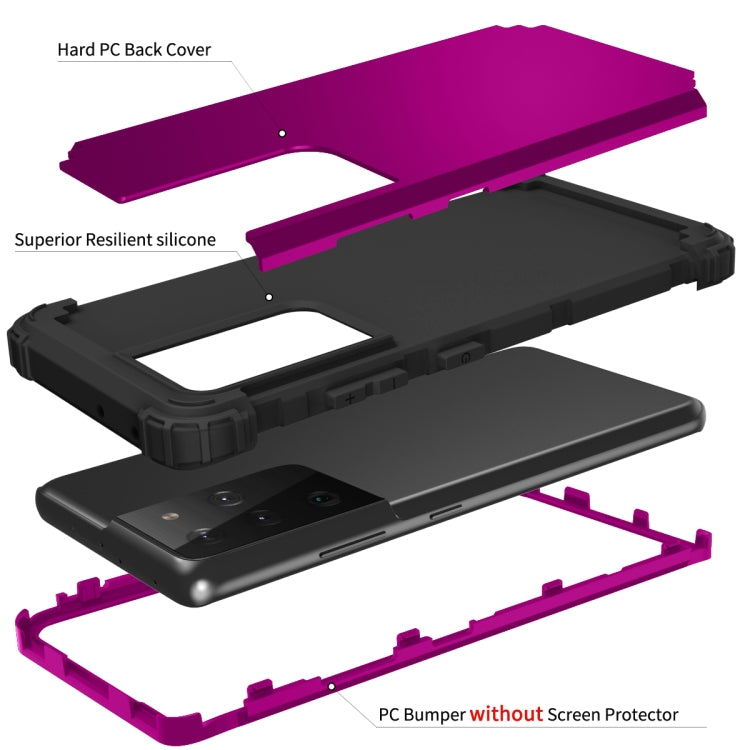 For Samsung Galaxy S21 Ultra  5G PC+ Silicone Three-piece Anti-drop Mobile Phone Protective Back Cover