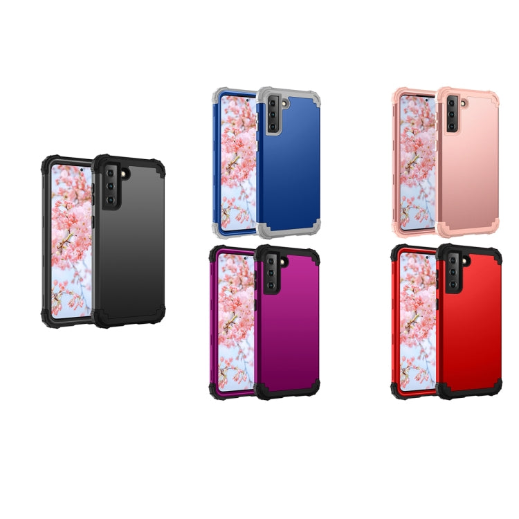 For Samsung Galaxy S21 Ultra  5G PC+ Silicone Three-piece Anti-drop Mobile Phone Protective Back Cover