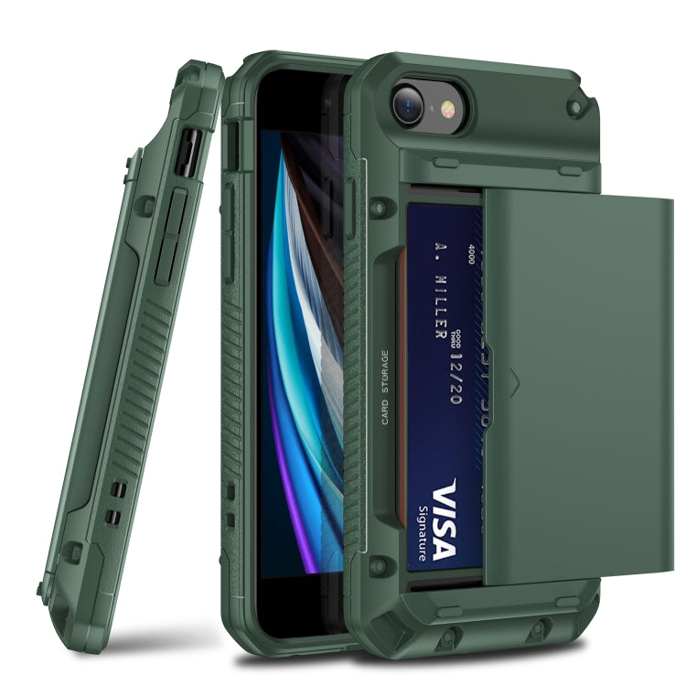 For iPhone 7 Plus / 8 Plus PC+TPU Shockproof Heavy Duty Armor Protective Case with Slide Multi-Card Slot