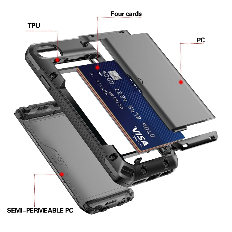 For iPhone 7 Plus / 8 Plus PC+TPU Shockproof Heavy Duty Armor Protective Case with Slide Multi-Card Slot