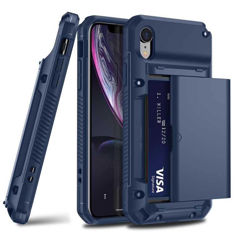 For iPhone X/XS PC+TPU Shockproof Heavy Duty Armor Protective Case with Slide Multi-Card Slot