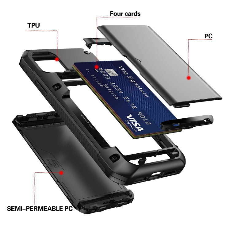 For iPhone 11 Pro Max PC+TPU Shockproof Armor Protective Case with Card Slot