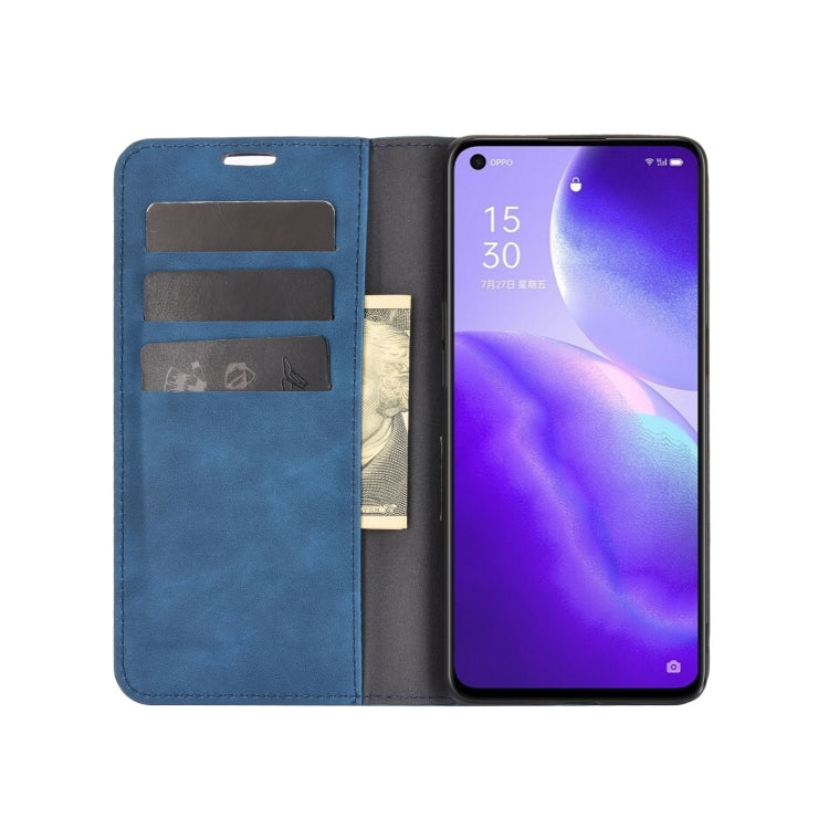 For OPPO Reno 5 5G Retro-skin Business Magnetic Suction Leather Case with Holder & Card Slots & Wallet