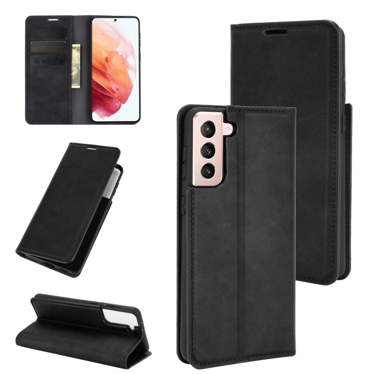 For Samsung Galaxy S21 Plus 5G Retro-skin Business Magnetic Suction Leather Case with Holder & Card Slots & Wallet
