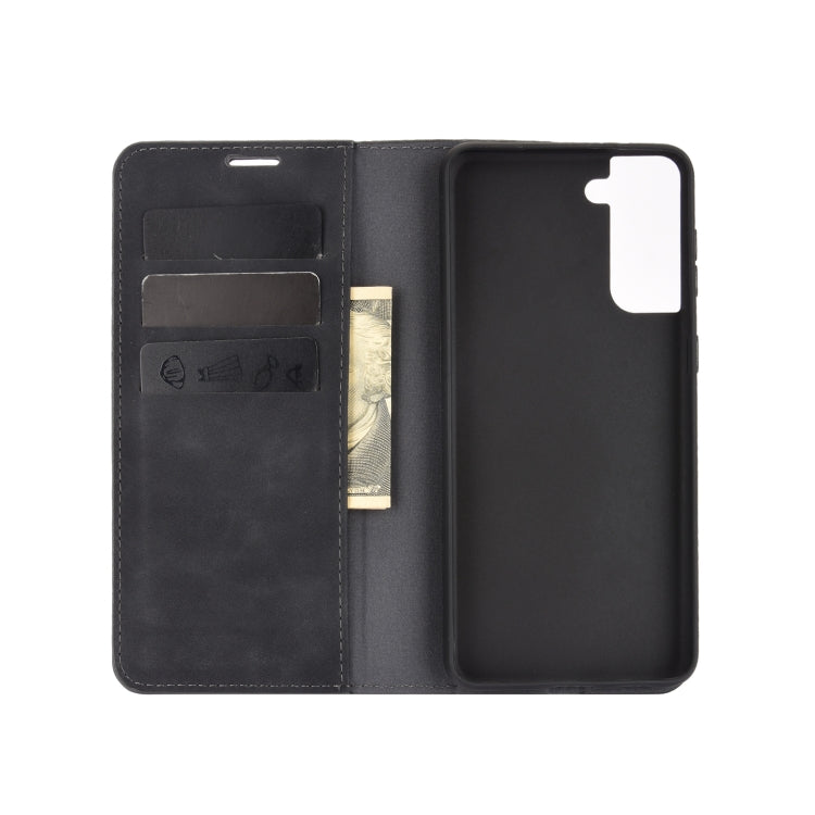 For Samsung Galaxy S21 Plus 5G Retro-skin Business Magnetic Suction Leather Case with Holder & Card Slots & Wallet