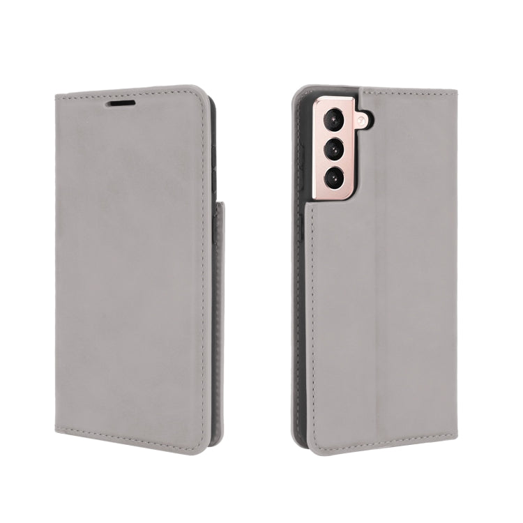 For Samsung Galaxy S21 Plus 5G Retro-skin Business Magnetic Suction Leather Case with Holder & Card Slots & Wallet