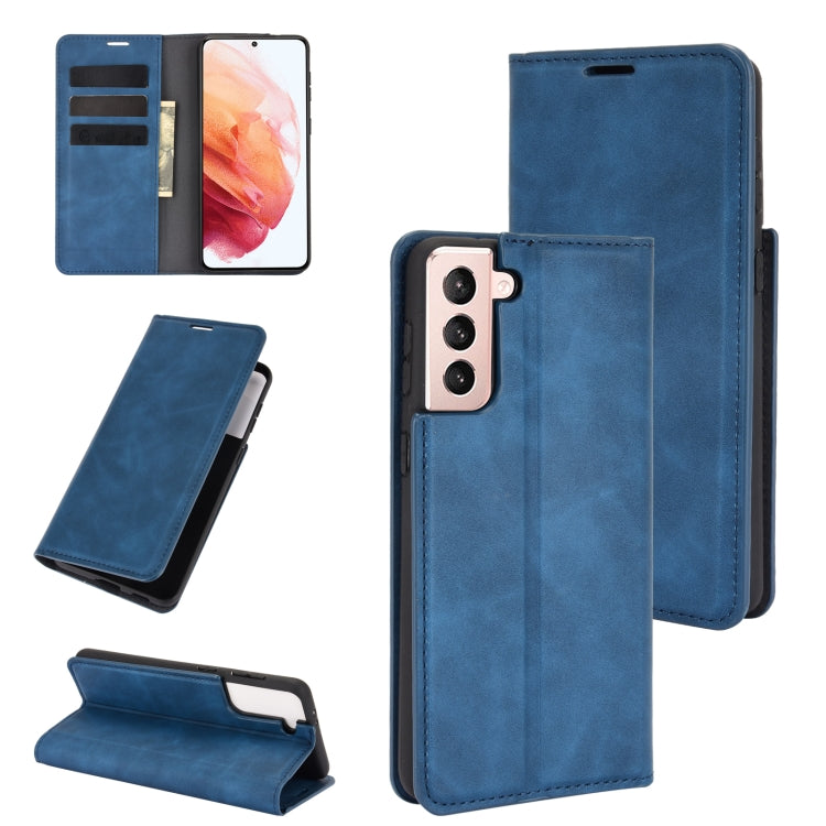 For Samsung Galaxy S21 Plus 5G Retro-skin Business Magnetic Suction Leather Case with Holder & Card Slots & Wallet