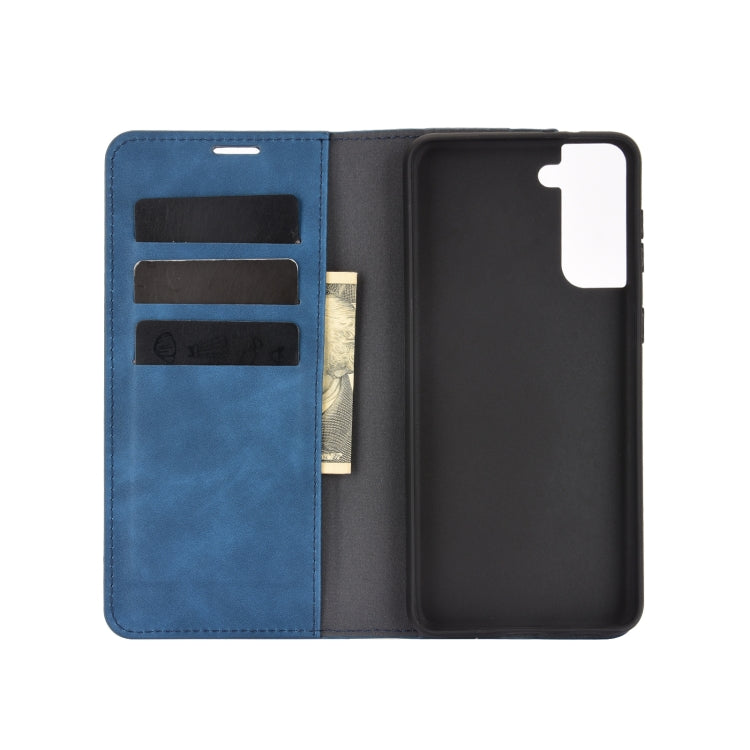 For Samsung Galaxy S21 Plus 5G Retro-skin Business Magnetic Suction Leather Case with Holder & Card Slots & Wallet