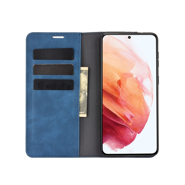 For Samsung Galaxy S21 Plus 5G Retro-skin Business Magnetic Suction Leather Case with Holder & Card Slots & Wallet