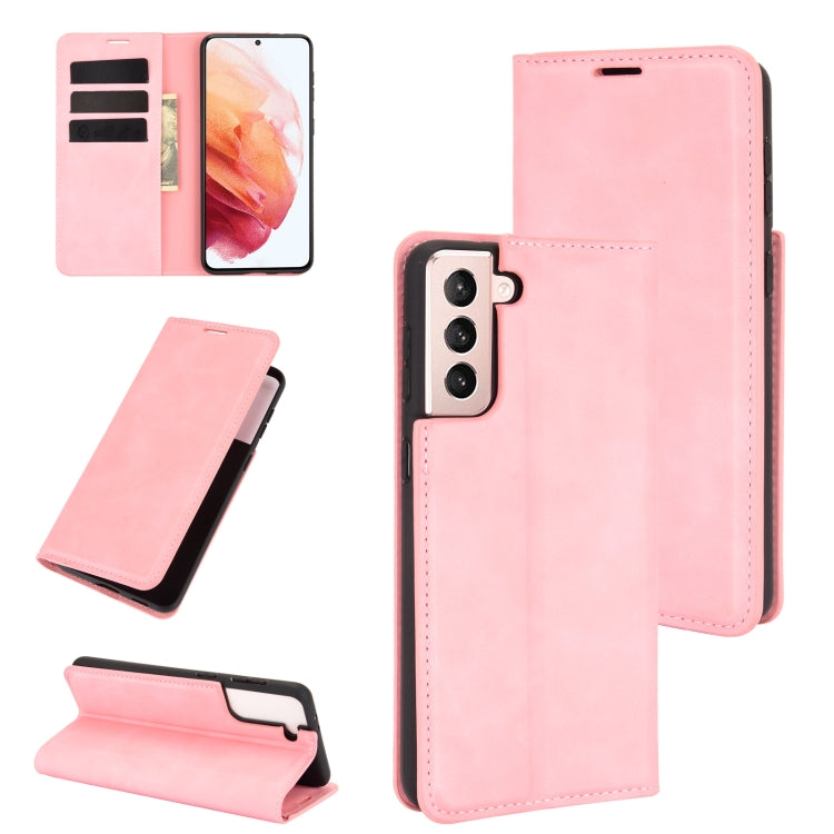 For Samsung Galaxy S21 Plus 5G Retro-skin Business Magnetic Suction Leather Case with Holder & Card Slots & Wallet
