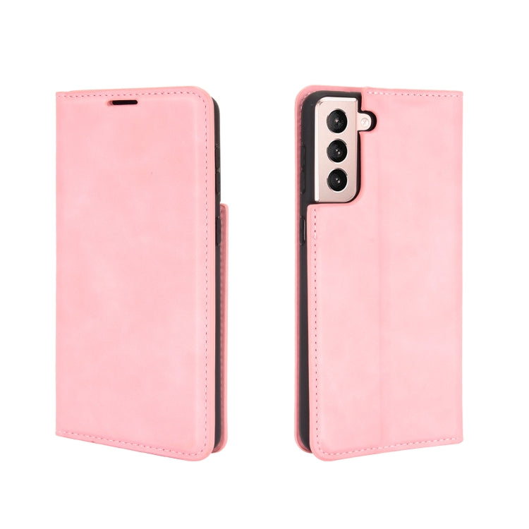 For Samsung Galaxy S21 Plus 5G Retro-skin Business Magnetic Suction Leather Case with Holder & Card Slots & Wallet