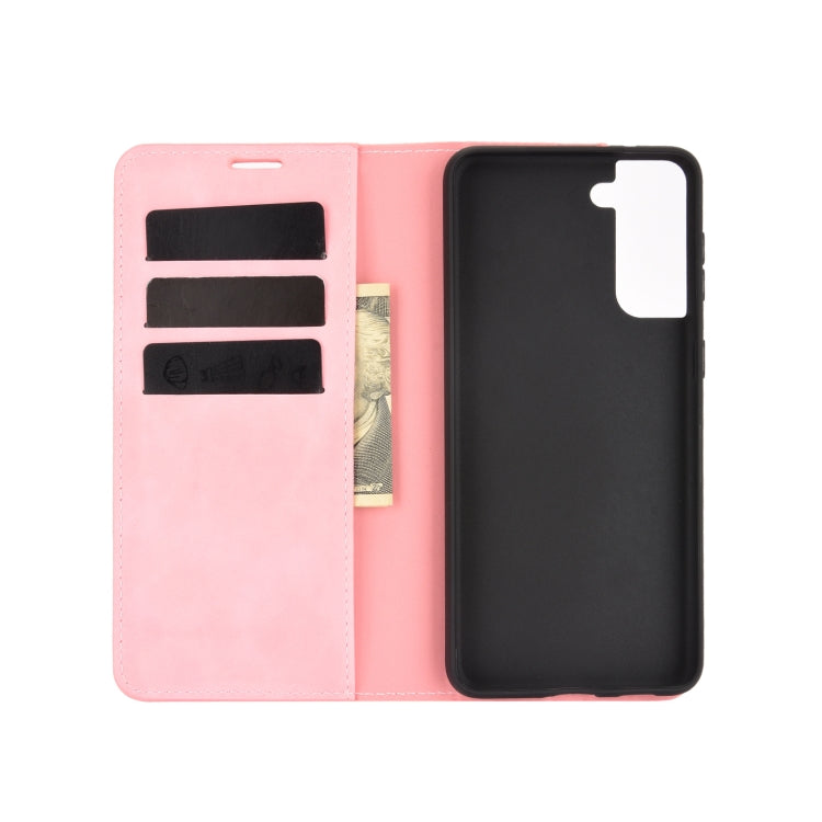 For Samsung Galaxy S21 Plus 5G Retro-skin Business Magnetic Suction Leather Case with Holder & Card Slots & Wallet