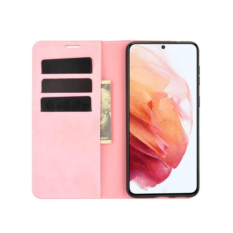 For Samsung Galaxy S21 Plus 5G Retro-skin Business Magnetic Suction Leather Case with Holder & Card Slots & Wallet