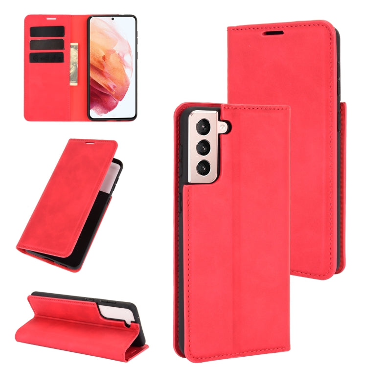For Samsung Galaxy S21 Plus 5G Retro-skin Business Magnetic Suction Leather Case with Holder & Card Slots & Wallet