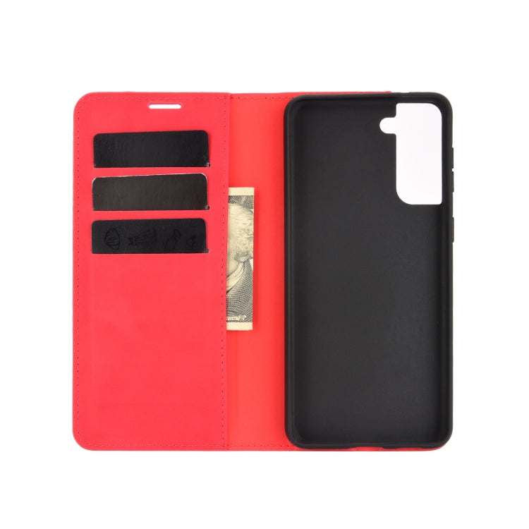 For Samsung Galaxy S21 Plus 5G Retro-skin Business Magnetic Suction Leather Case with Holder & Card Slots & Wallet