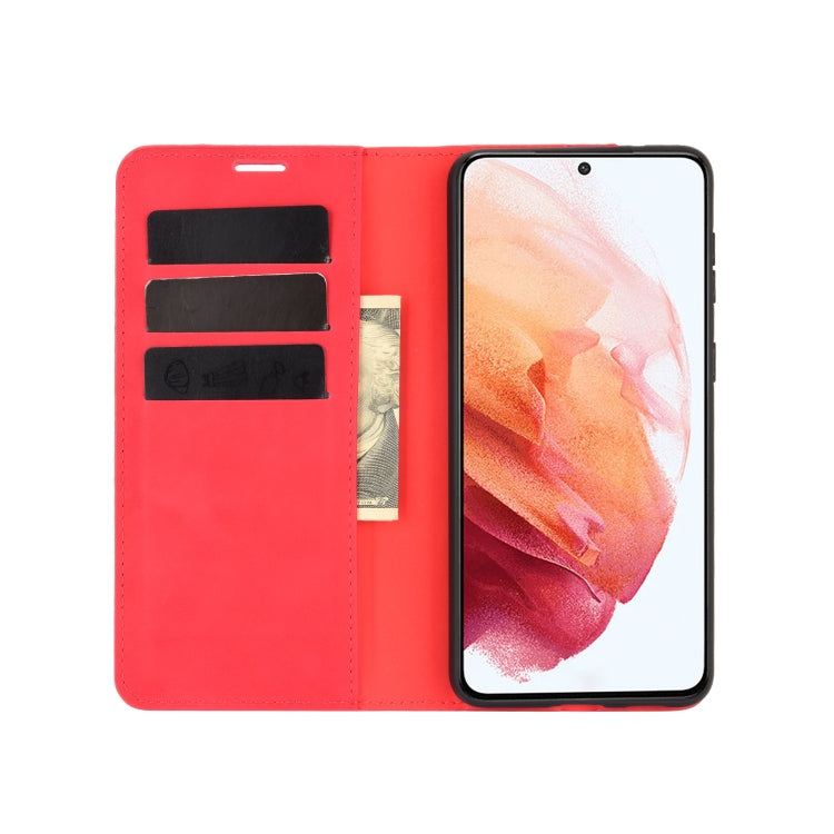 For Samsung Galaxy S21 Plus 5G Retro-skin Business Magnetic Suction Leather Case with Holder & Card Slots & Wallet