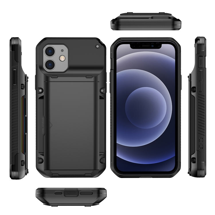 For iPhone 12 / 12 Pro Shockproof Heavy Duty Armor Protective Case with Slide Multi-Card Slot