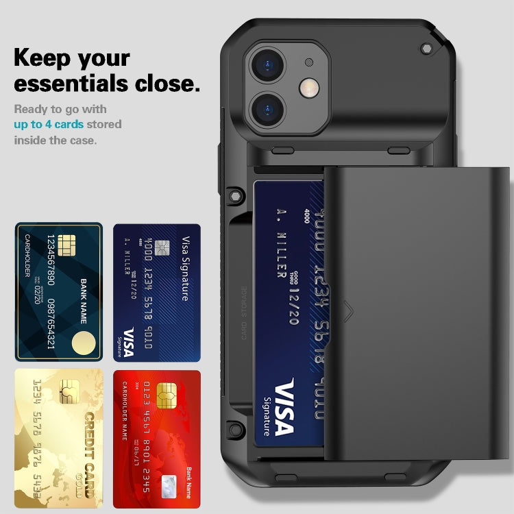 For iPhone 12 / 12 Pro Shockproof Heavy Duty Armor Protective Case with Slide Multi-Card Slot