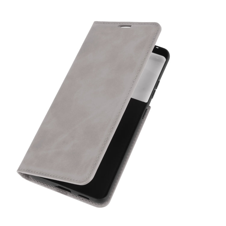 For Samsung Galaxy S21 Ultra 5G Retro-skin Business Magnetic Suction Leather Case with Holder & Card Slots & Wallet