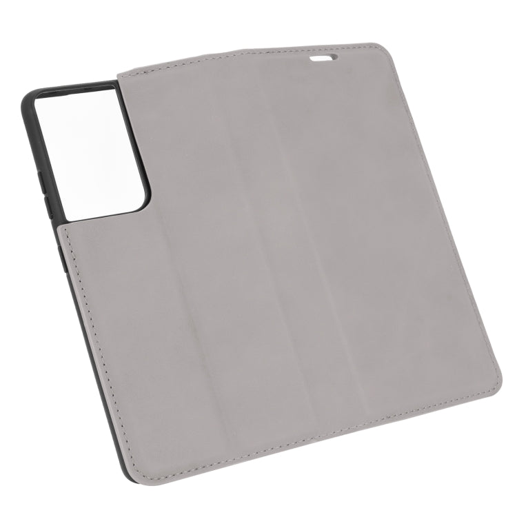 For Samsung Galaxy S21 Ultra 5G Retro-skin Business Magnetic Suction Leather Case with Holder & Card Slots & Wallet