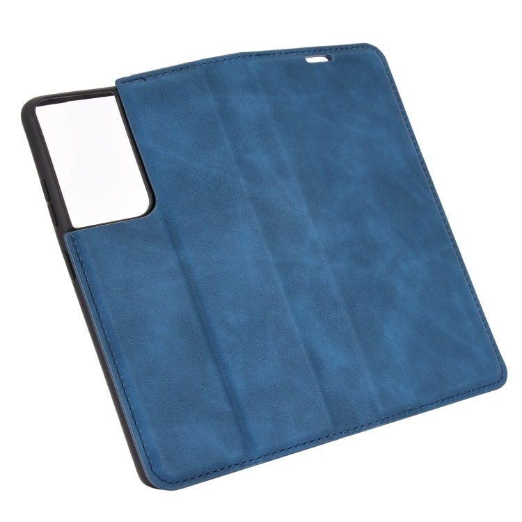 For Samsung Galaxy S21 Ultra 5G Retro-skin Business Magnetic Suction Leather Case with Holder & Card Slots & Wallet