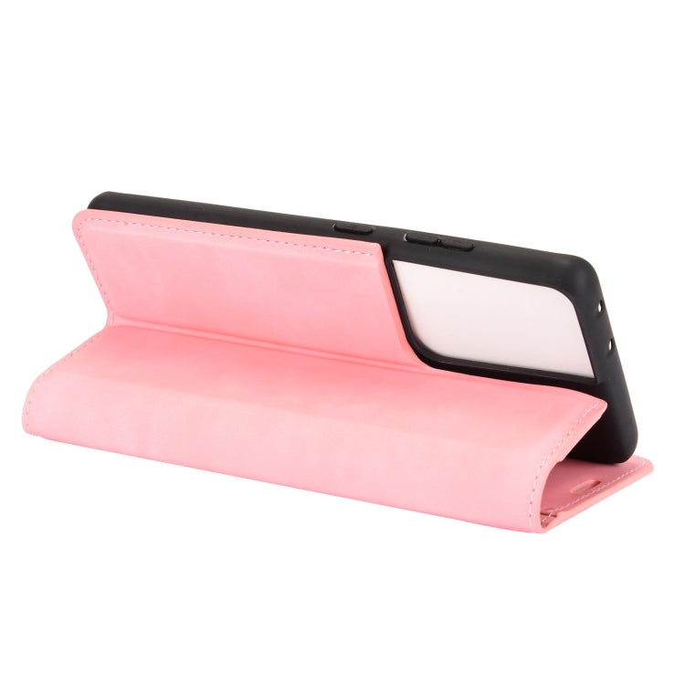 For Samsung Galaxy S21 Ultra 5G Retro-skin Business Magnetic Suction Leather Case with Holder & Card Slots & Wallet