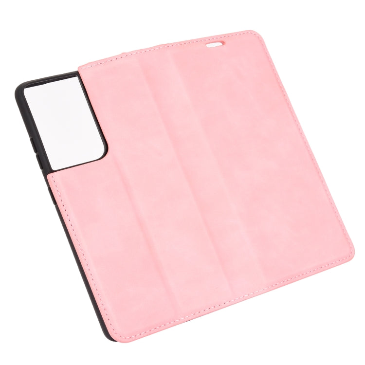 For Samsung Galaxy S21 Ultra 5G Retro-skin Business Magnetic Suction Leather Case with Holder & Card Slots & Wallet