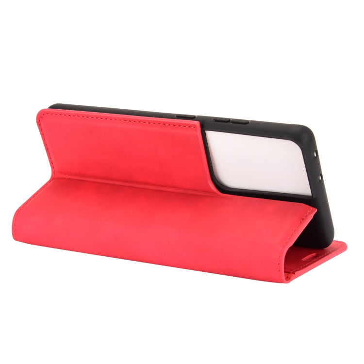 For Samsung Galaxy S21 Ultra 5G Retro-skin Business Magnetic Suction Leather Case with Holder & Card Slots & Wallet