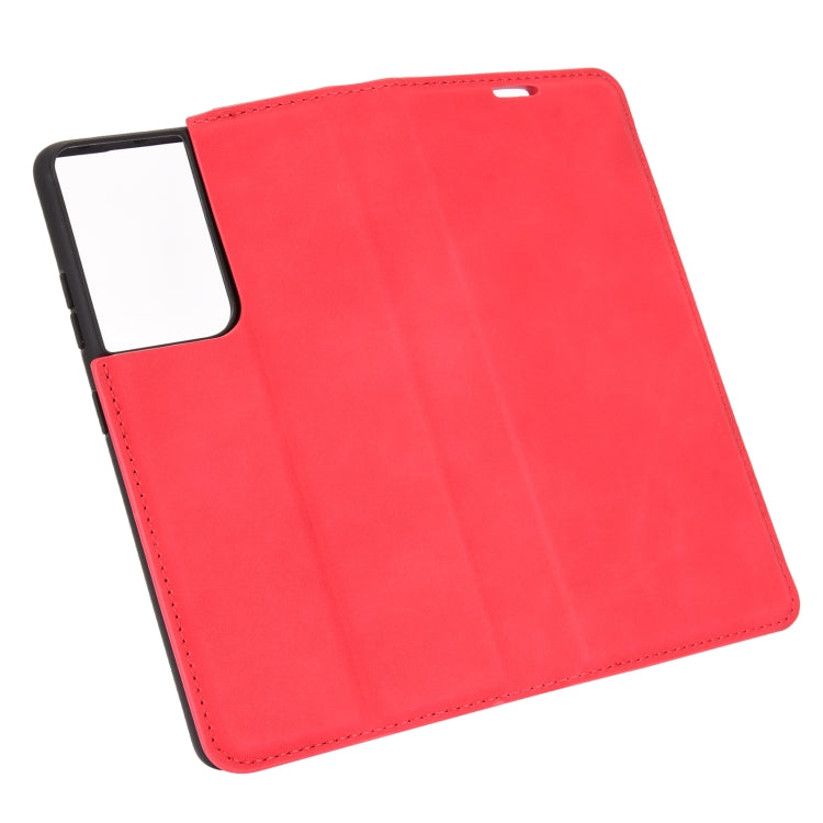 For Samsung Galaxy S21 Ultra 5G Retro-skin Business Magnetic Suction Leather Case with Holder & Card Slots & Wallet