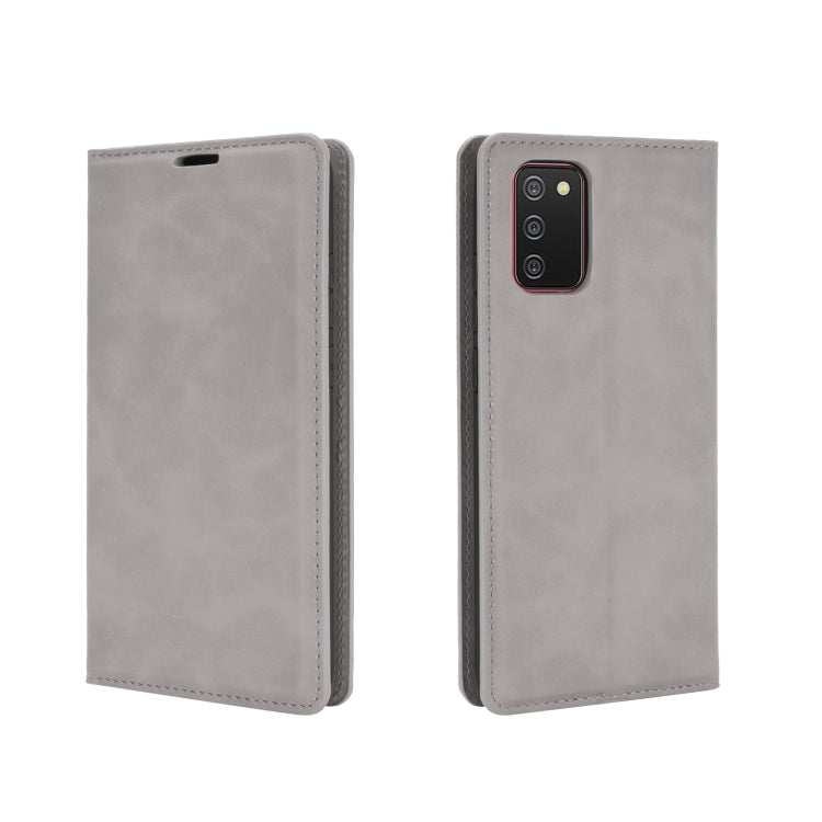 For Samsung Galaxy A02s (US Version) / M02s Retro-skin Business Magnetic Suction Leather Case with Holder & Card Slots & Wallet