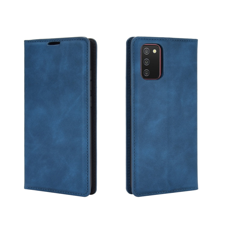 For Samsung Galaxy A02s (US Version) / M02s Retro-skin Business Magnetic Suction Leather Case with Holder & Card Slots & Wallet